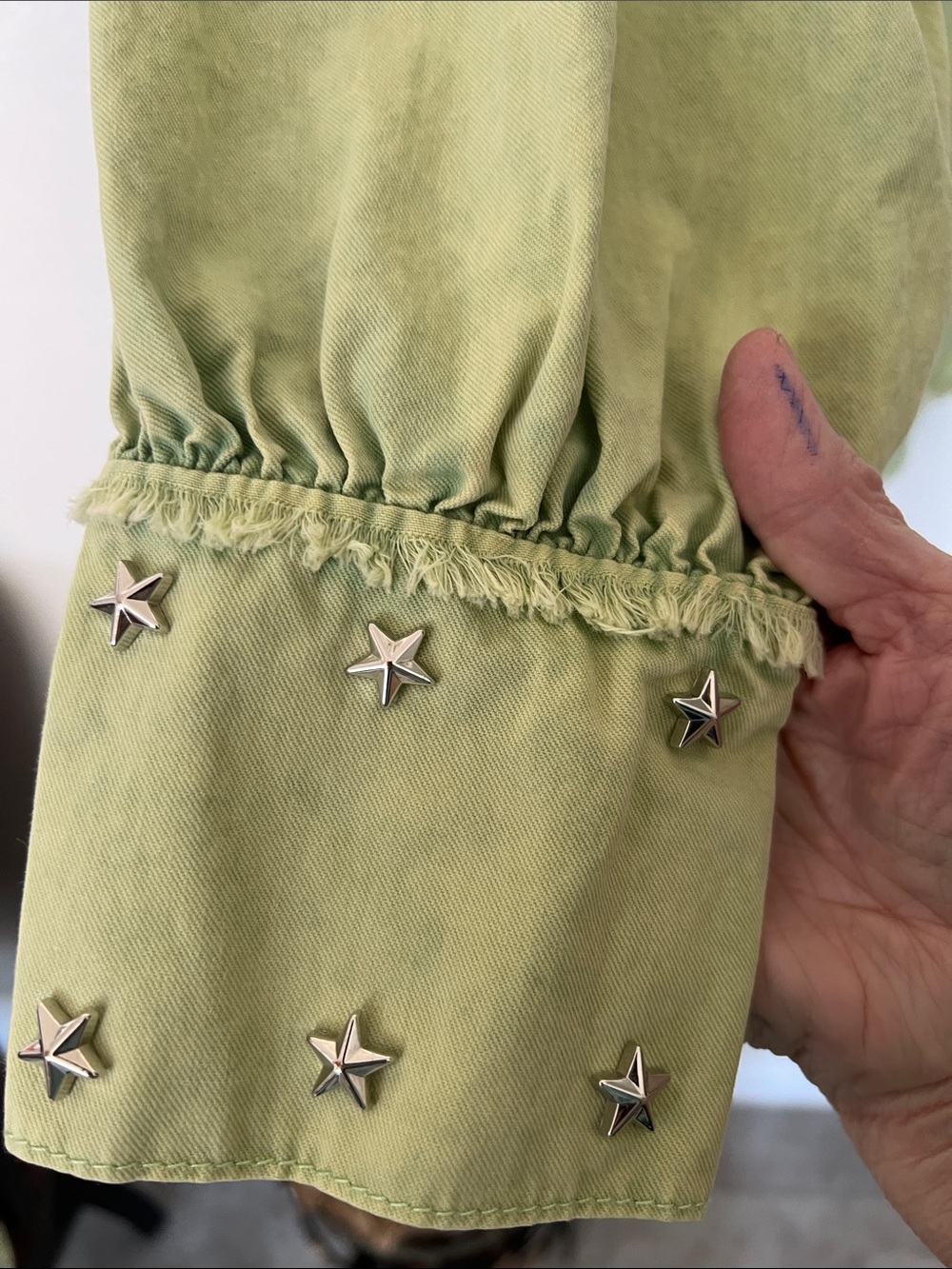 P.O.L Green Button Front Mixed-Media Shirt Jacket Sz Medium - Picture 4 of 6